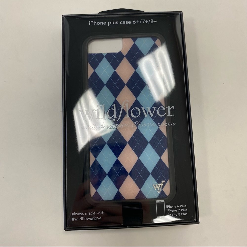 NWT Wildflower argyle iphone 6+/7+/8+ case